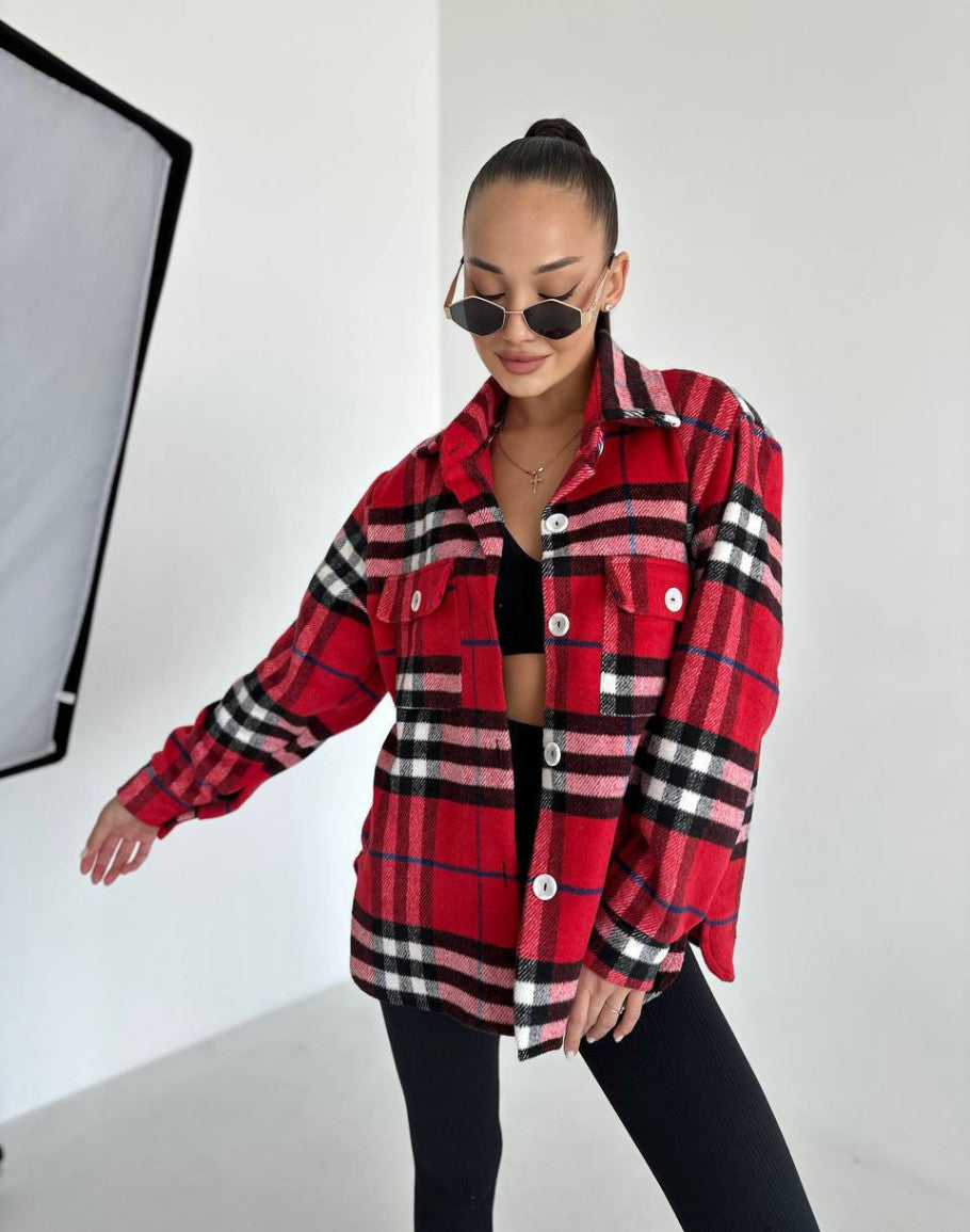 Geruite Losse Herfst Jas Voor Dames - Elisa