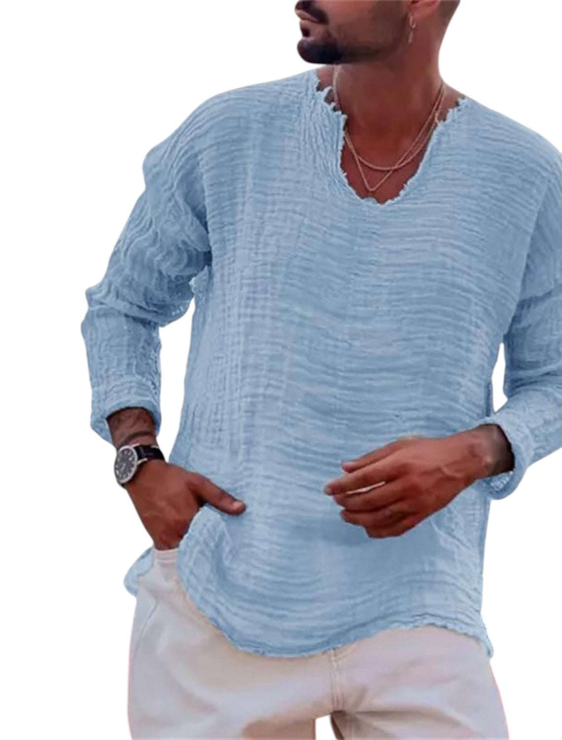 Linnen Heren Shirt Met Lange Mouwen
