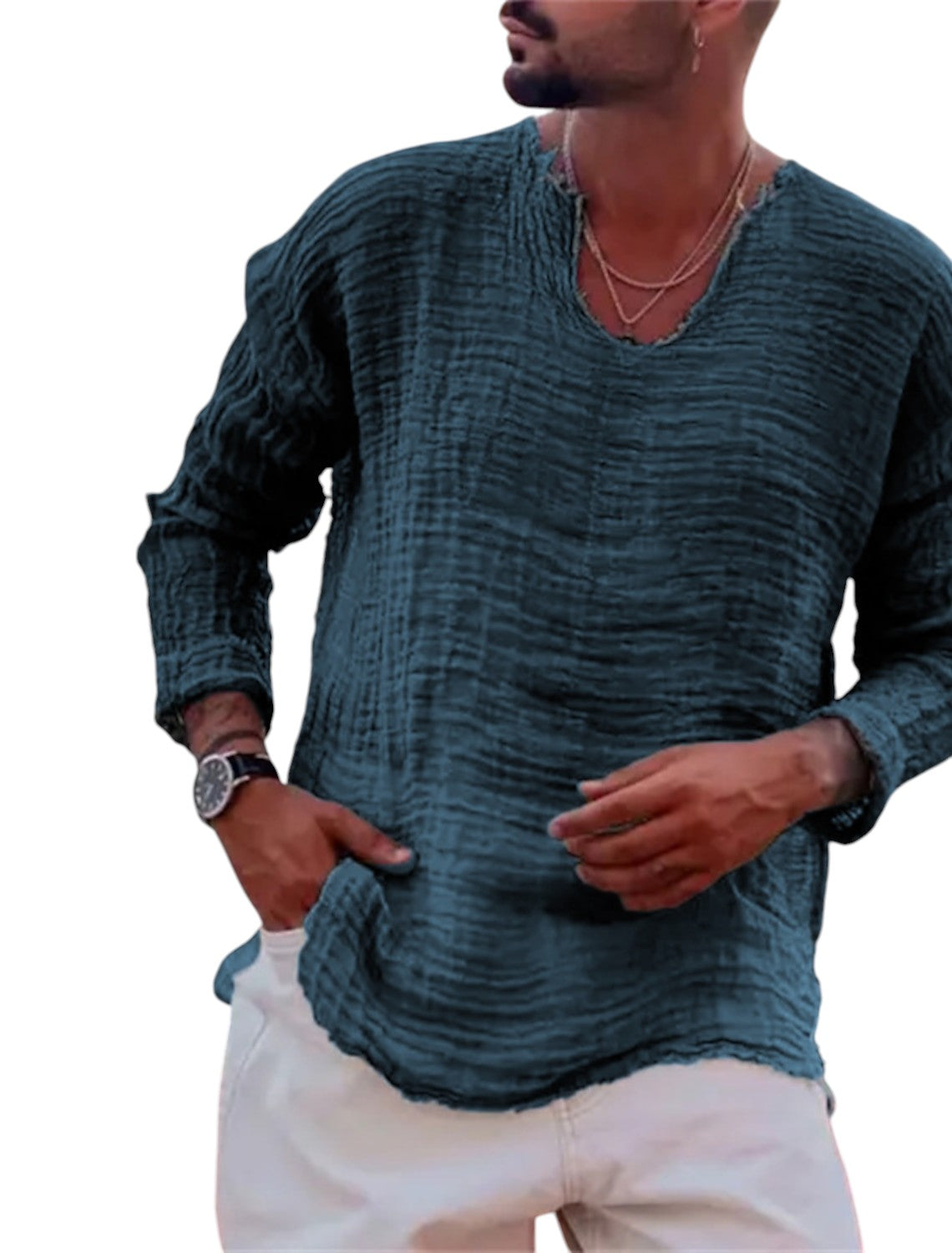 Linnen Heren Shirt Met Lange Mouwen