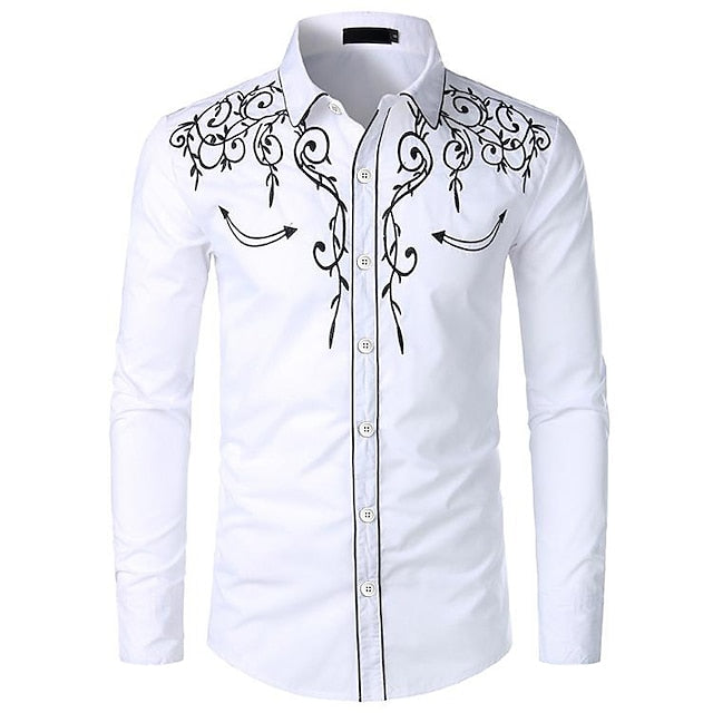 Waylon Western Cowboy Shirt – Lange Mouwen, Kraag, Bloemenprint
