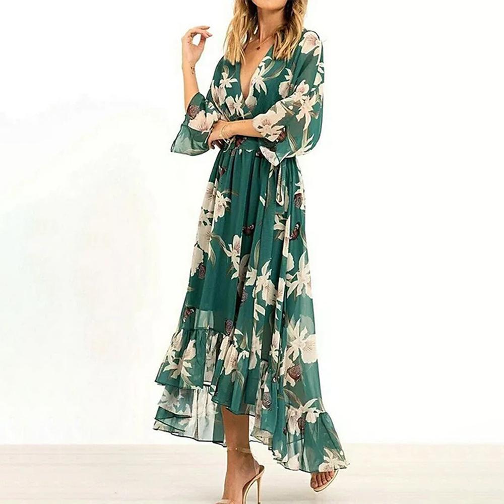 Vera - Elegante Ruches Zomerjurk Met Tailleband