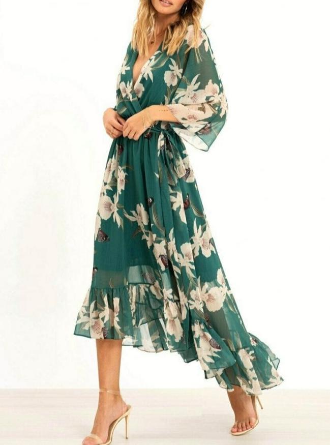Vera - Elegante Ruches Zomerjurk Met Tailleband