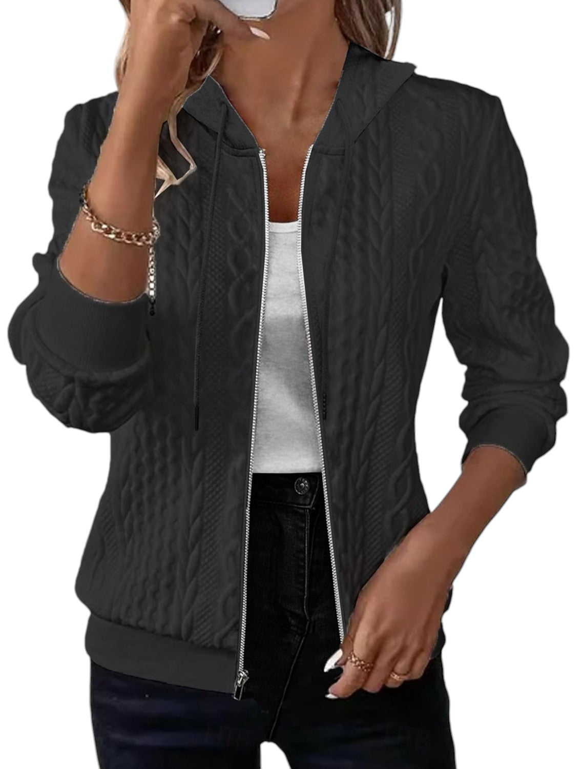 Gebreid Vest Met Capuchon Voor Dames