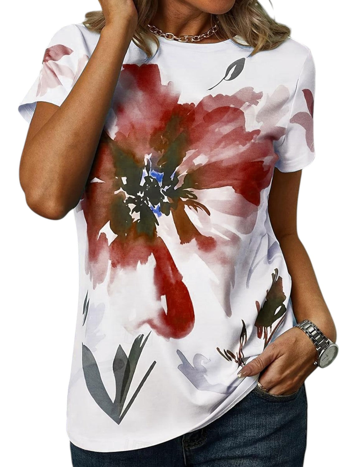 Anna - Zomers V-hals Shirt Met Bloemenprint