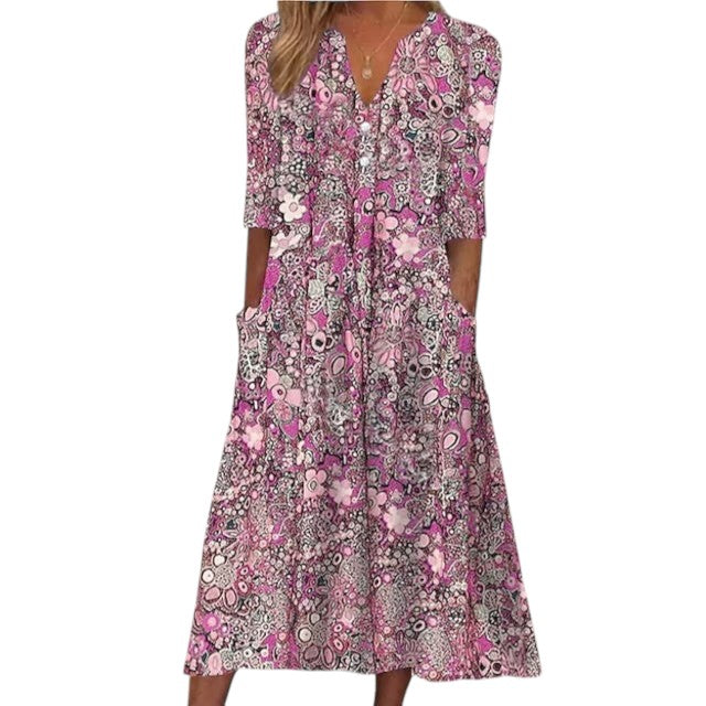 Zomerse Bloemenjurk Met V-hals Dames