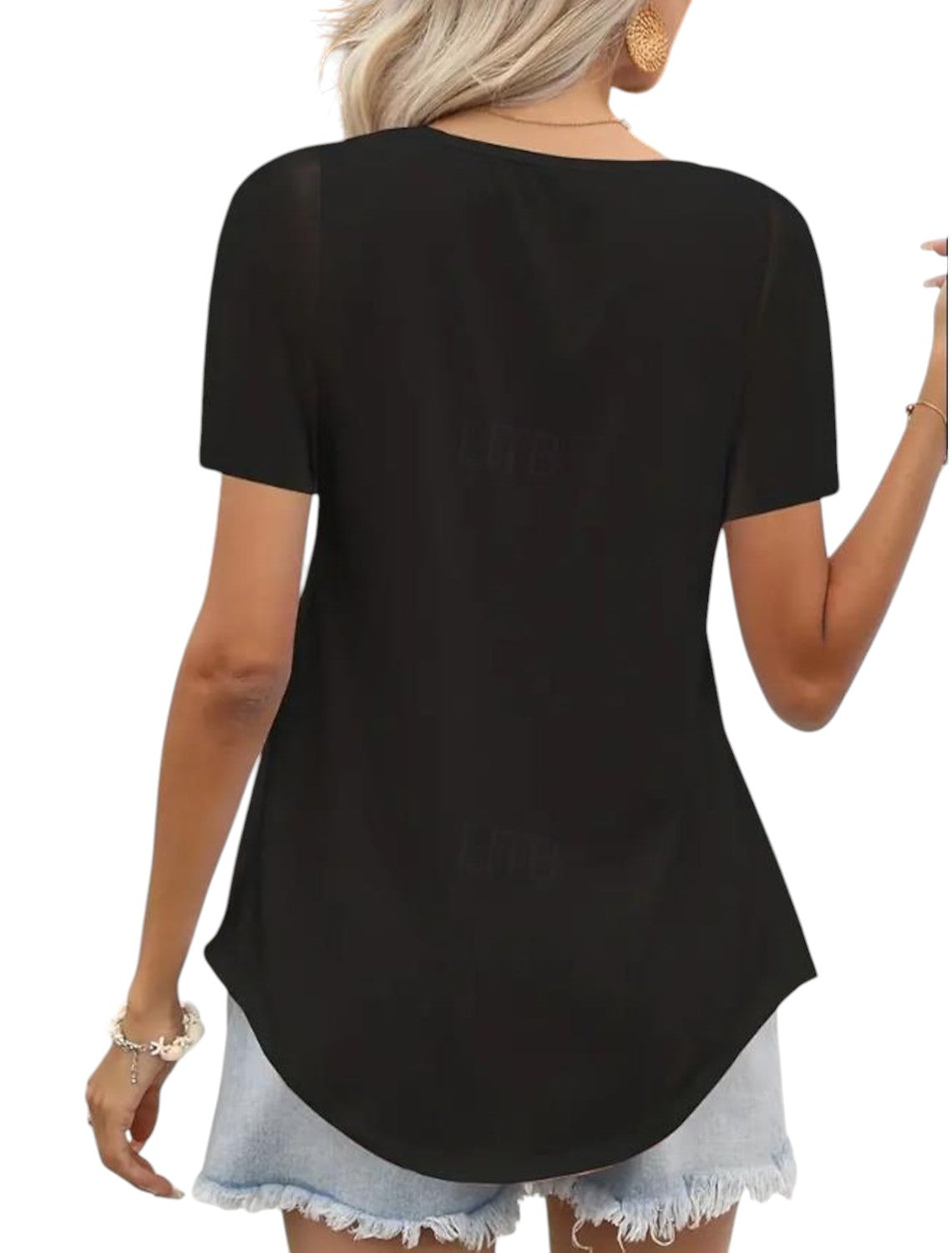Dames Stijlvol Basic Shirt Zwart