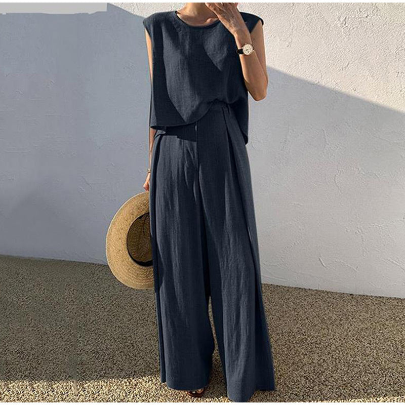 2-Delige Zomer Set Mouwloze Top & Comfortabele Broek