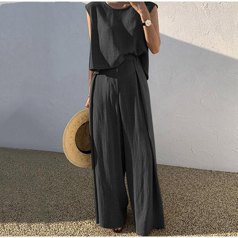 2-Delige Zomer Set Mouwloze Top & Comfortabele Broek