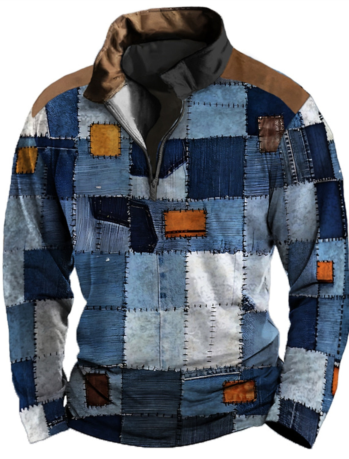 Retro Sweater Met Rits voor Mannen