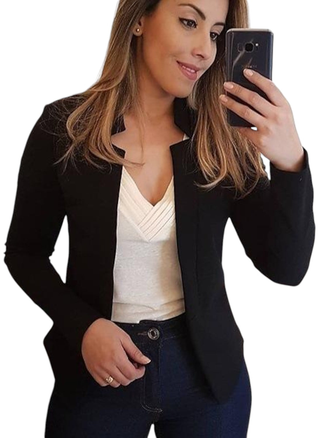 Nette Dames Blazer Met Open Voorkant