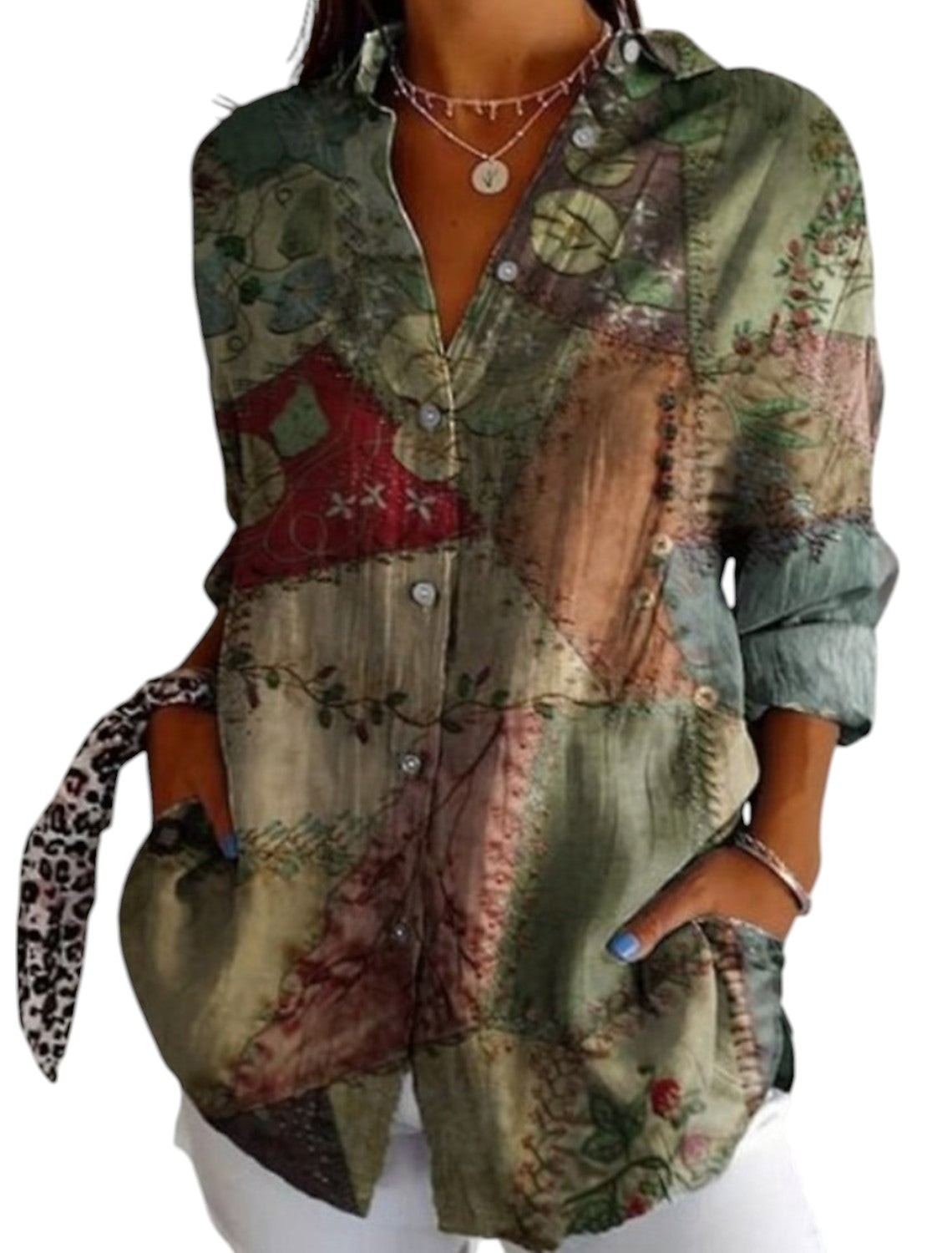 Dames Zomer Blouse Met Lange Mouwen