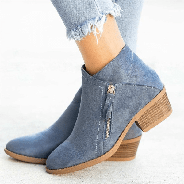 Trendy Enkellaarsjes Met Rits | Blokhakken