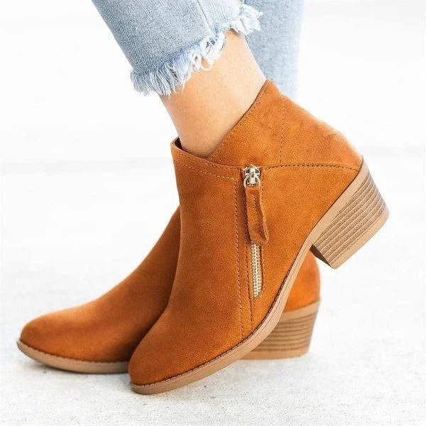 Trendy Enkellaarsjes Met Rits | Blokhakken