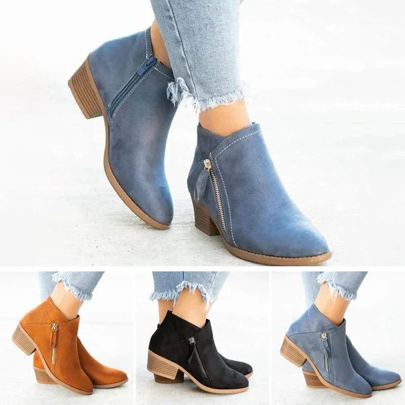 Trendy Enkellaarsjes Met Rits | Blokhakken