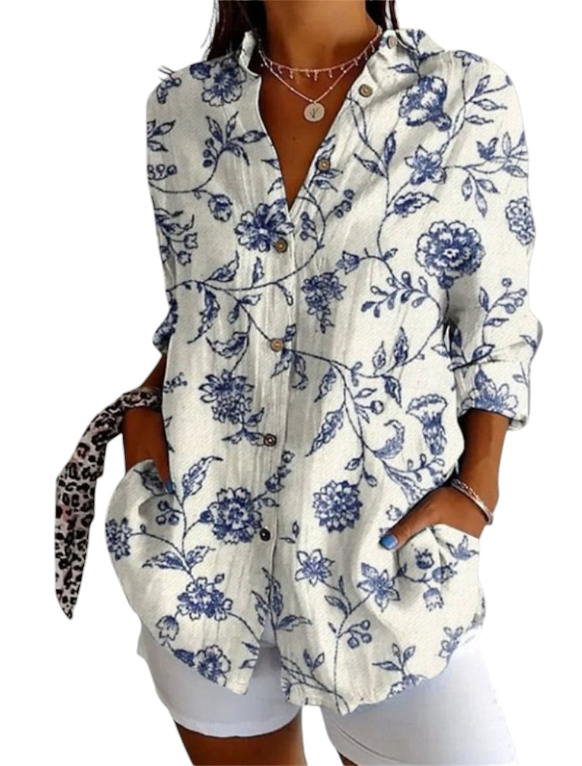 Dames Zomer Blouse Met Lange Mouwen