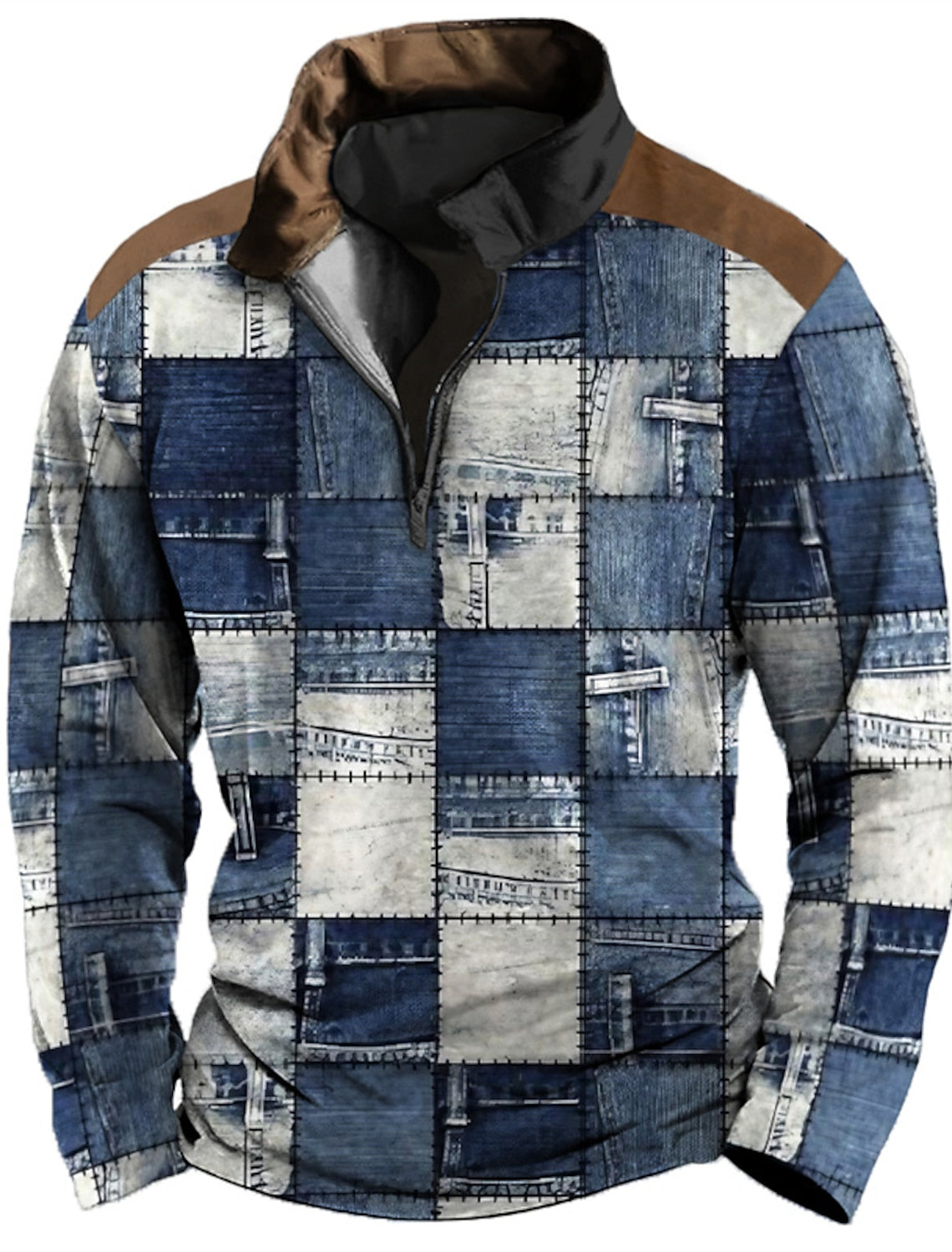 Retro Sweater Met Rits voor Mannen