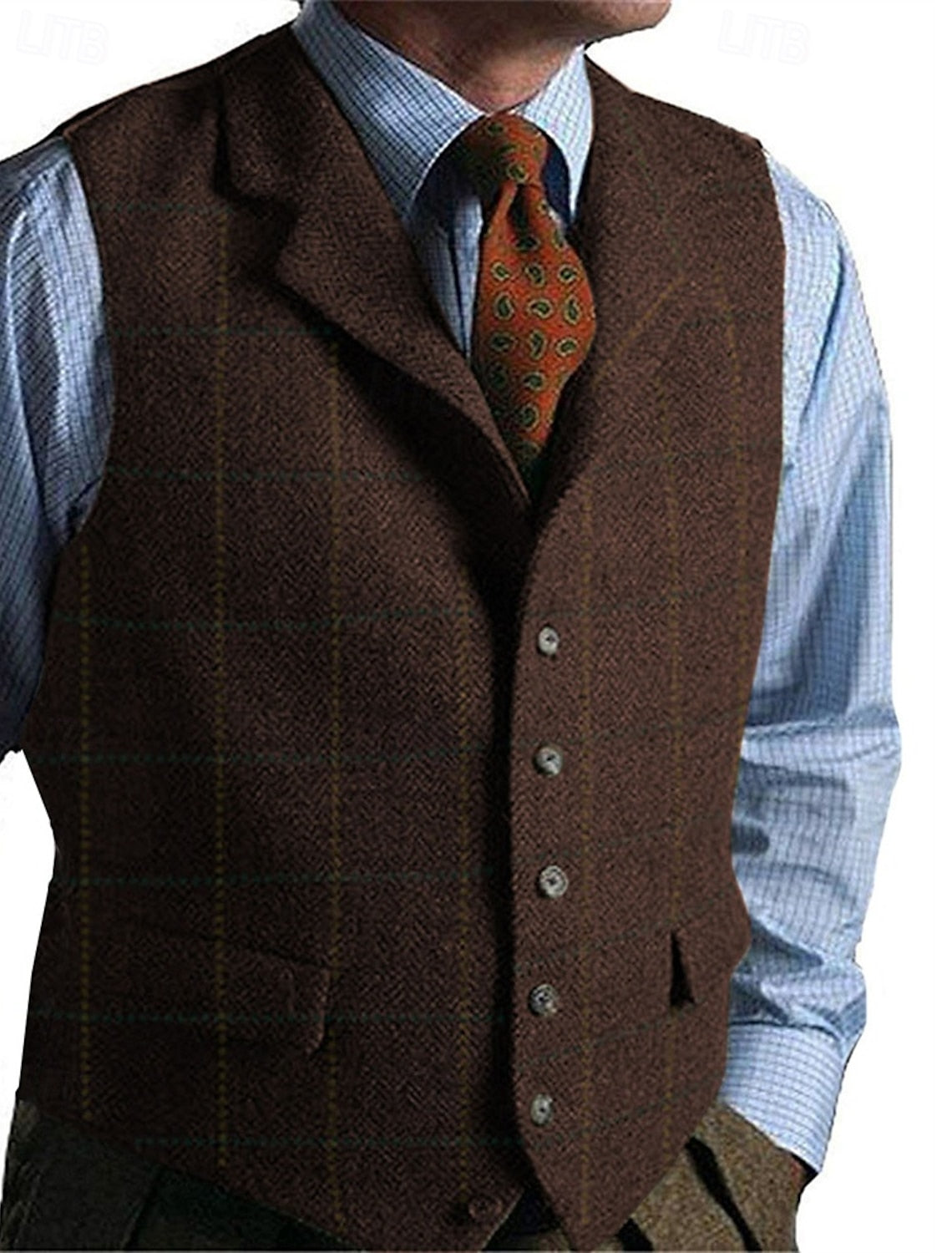 Gilet Geruit Regular Fit Heren