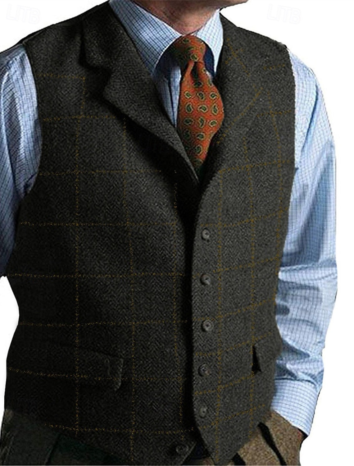 Gilet Geruit Regular Fit Heren
