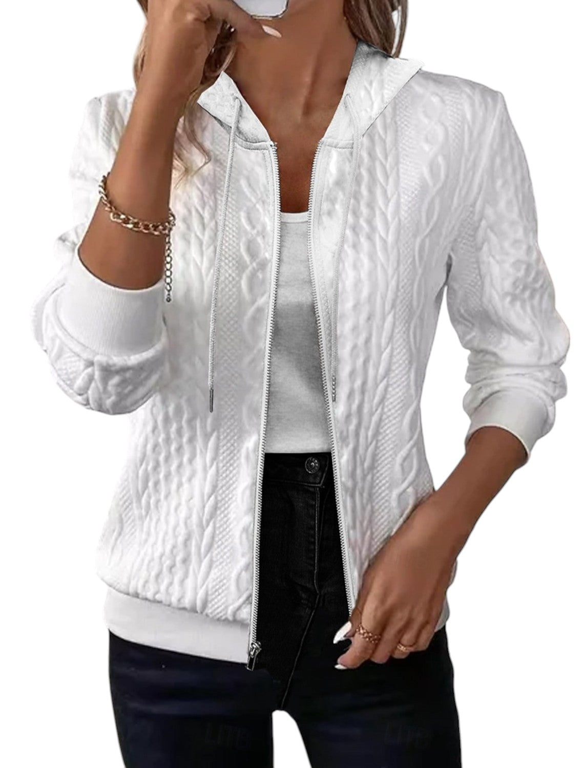 Gebreid Vest Met Capuchon Voor Dames