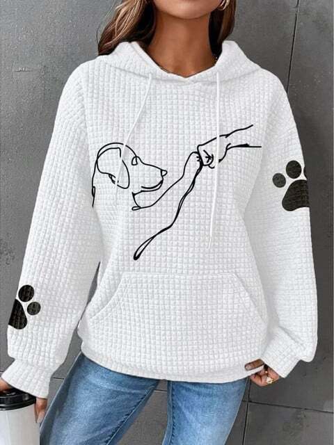 Casual Hoodie Met Hondenprint Dames