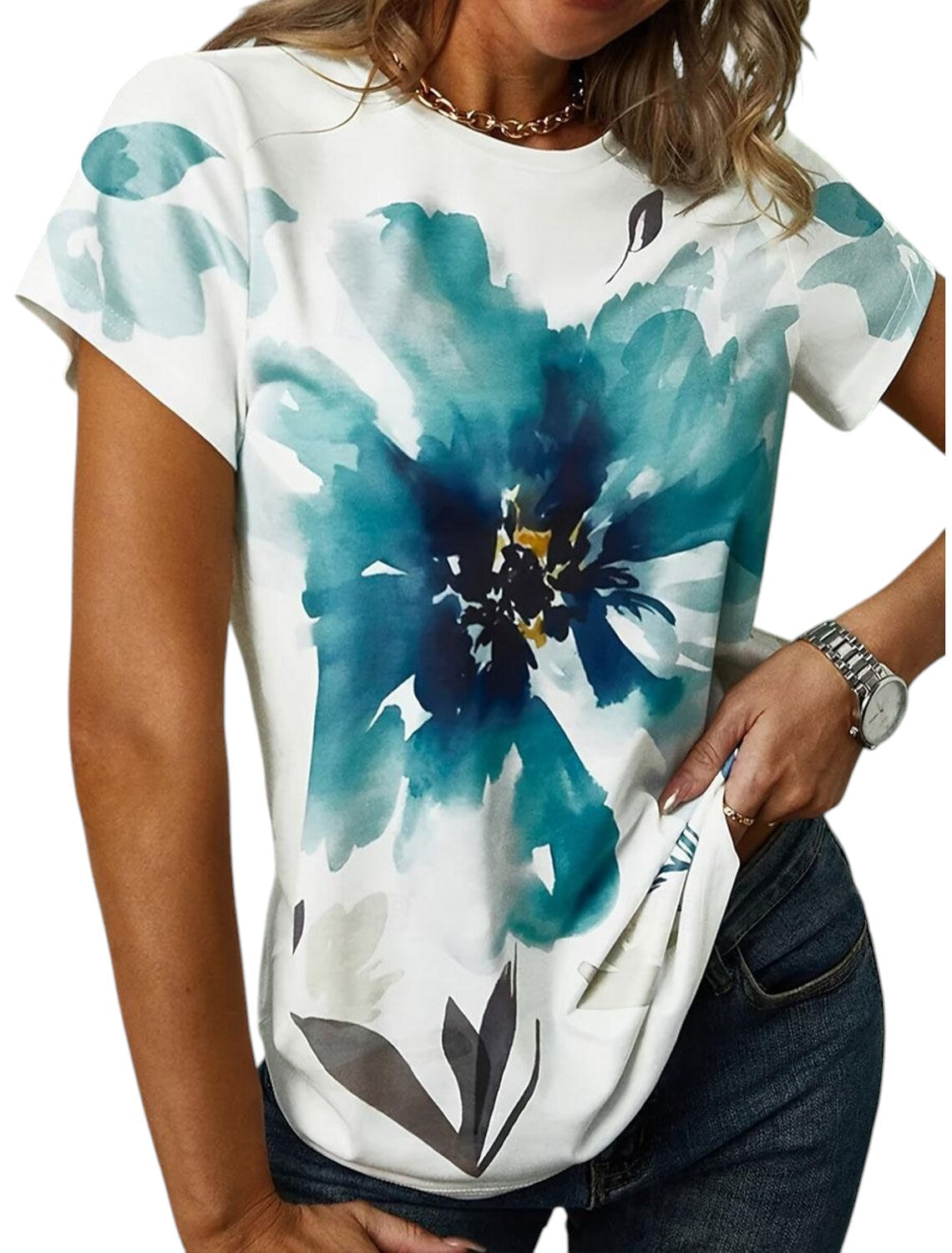Anna - Zomers V-hals Shirt Met Bloemenprint