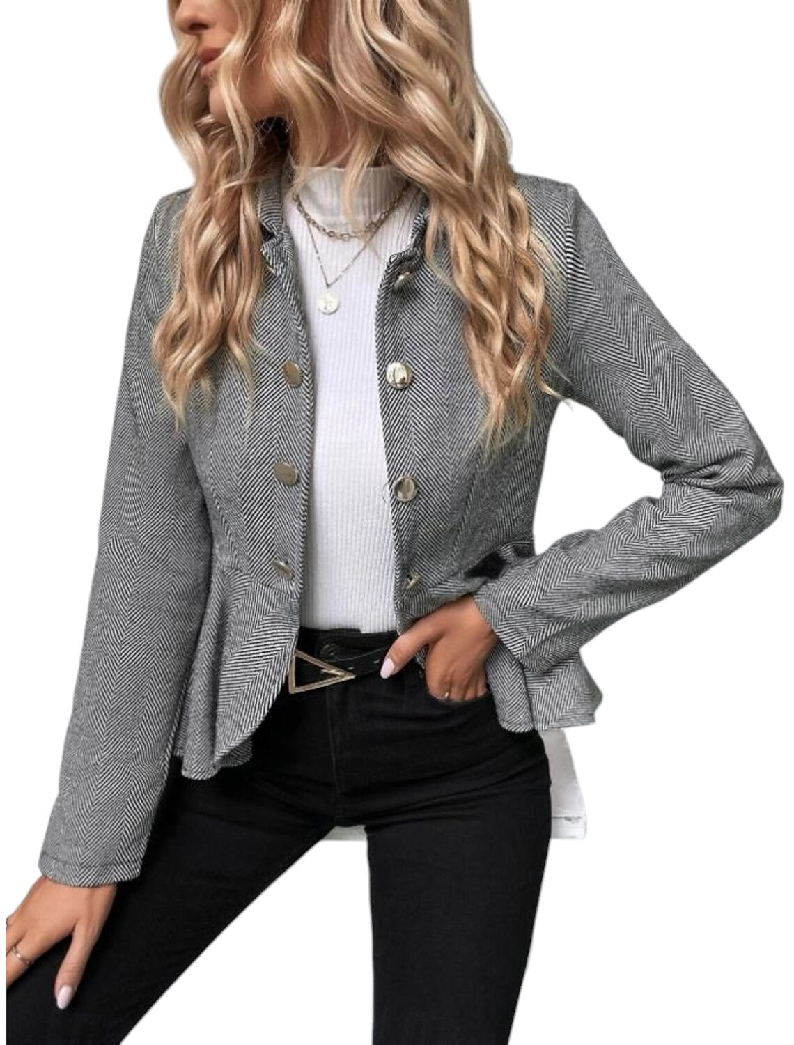 Stijlvol Dames Jasje Met Knoopdetails