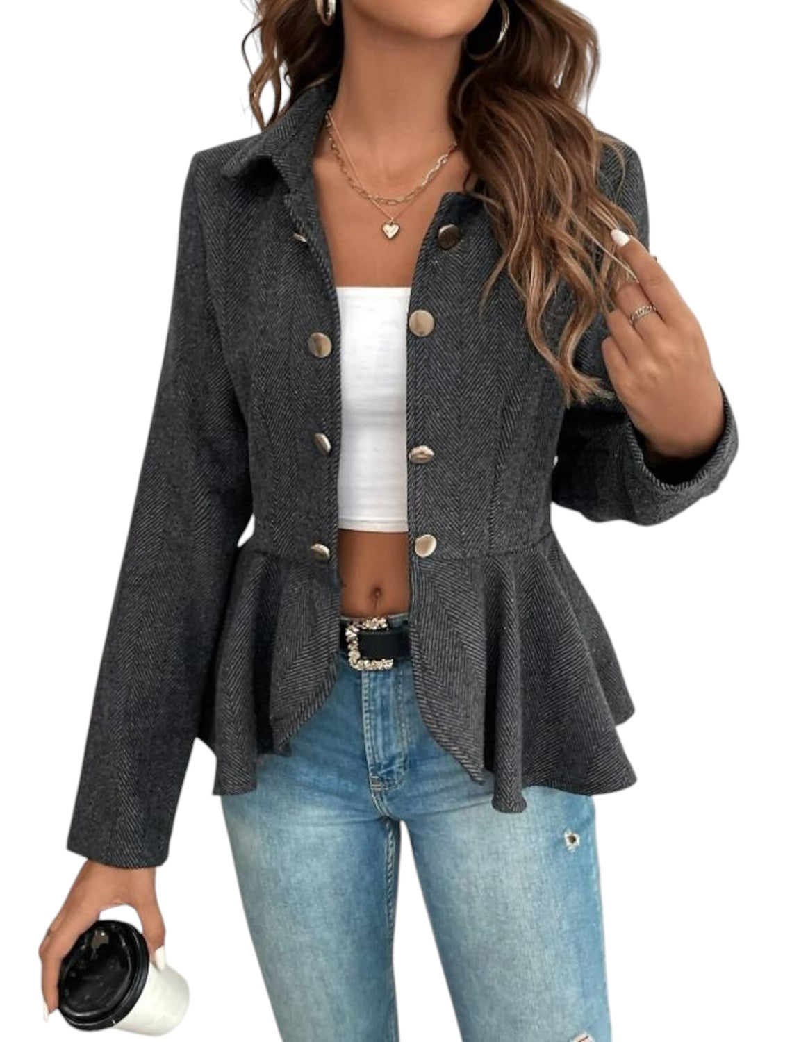 Stijlvol Dames Jasje Met Knoopdetails