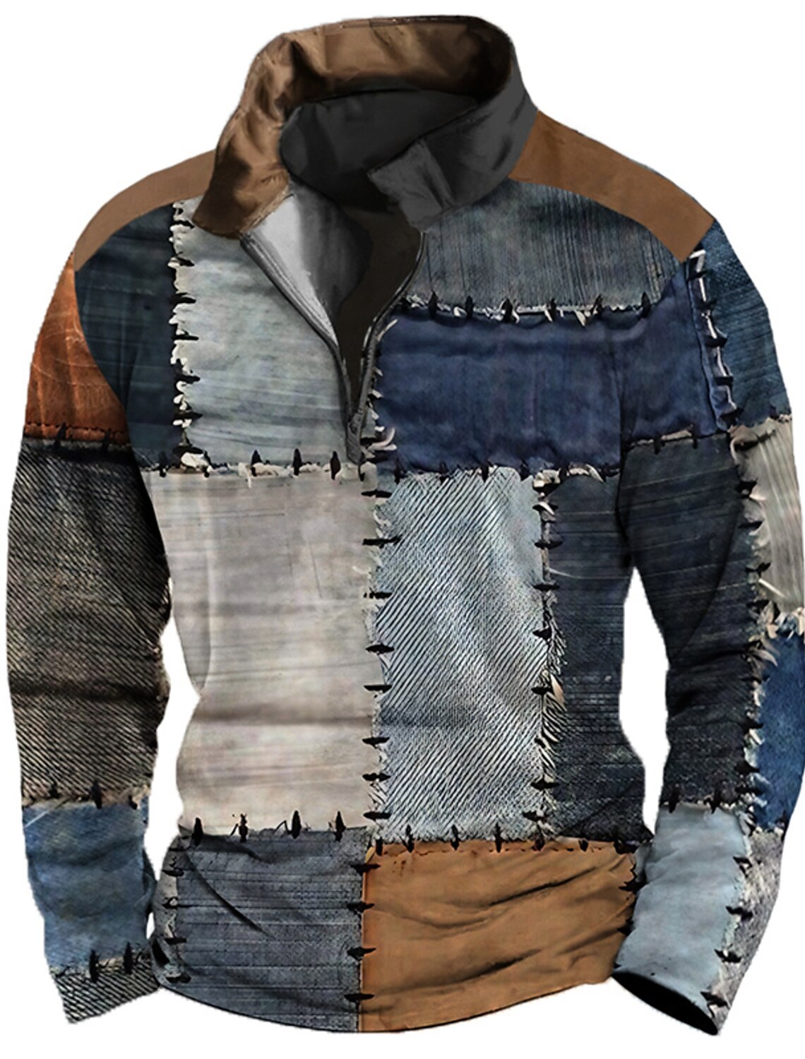Retro Sweater Met Rits voor Mannen