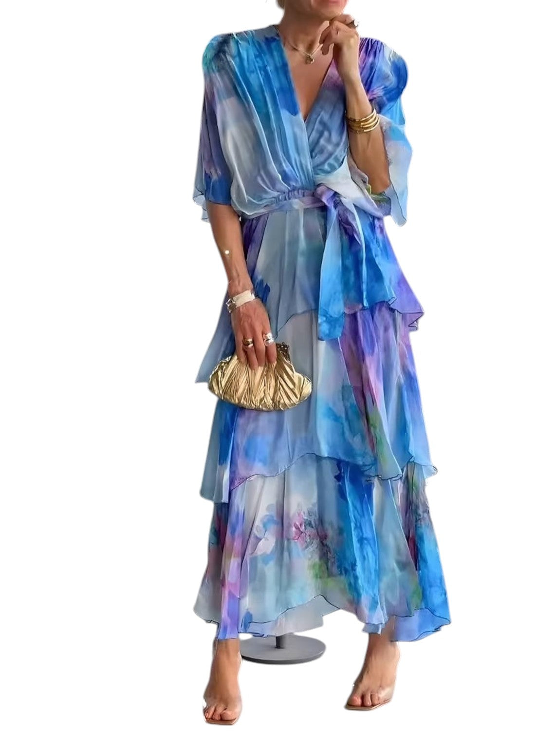Boho Zomer Maxi Jurk Met V-hals
