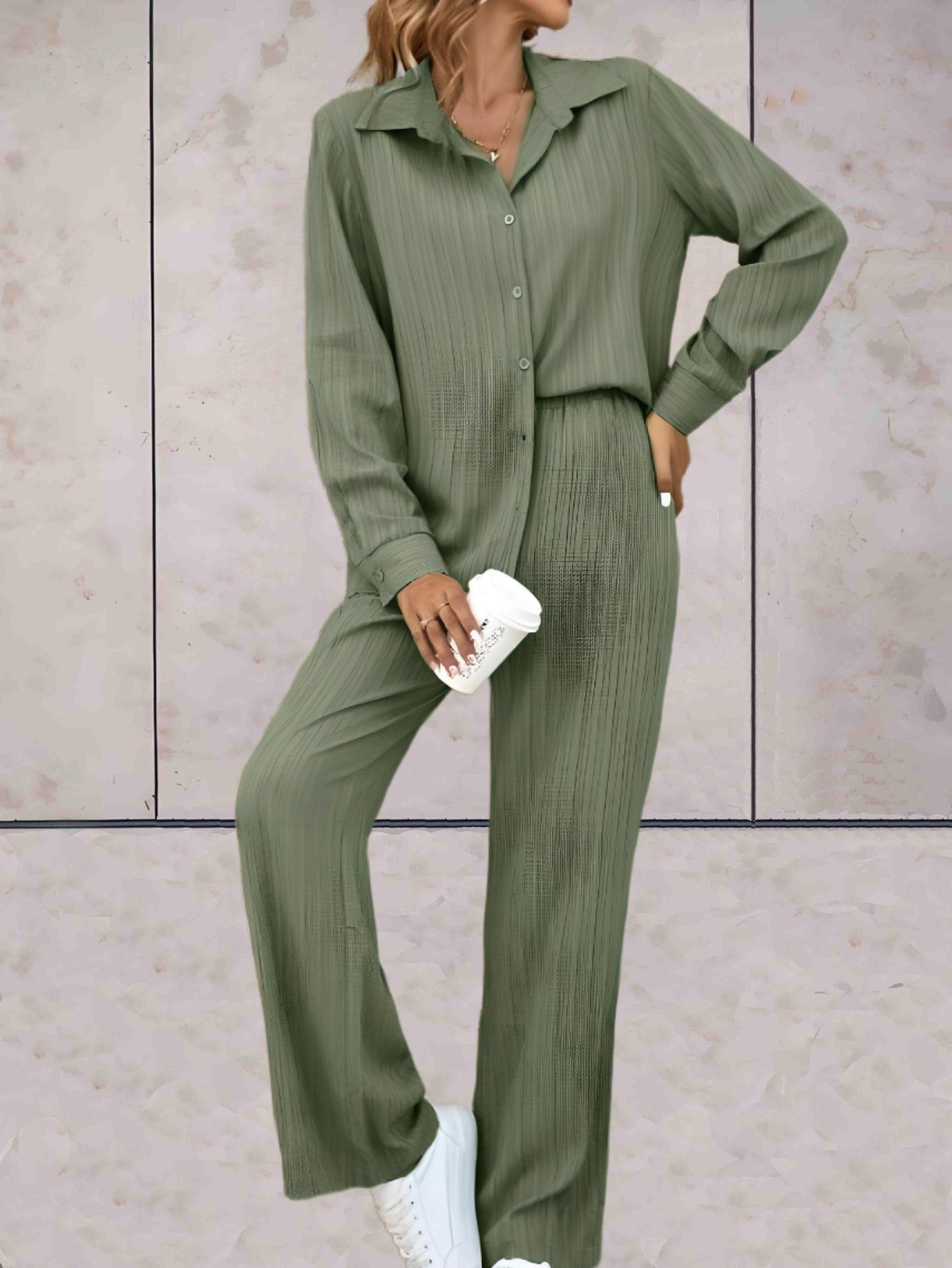 Oversized 2-Delige Comfortabele Wijde Set Met Hoge taille Voor Dames - Sylvia