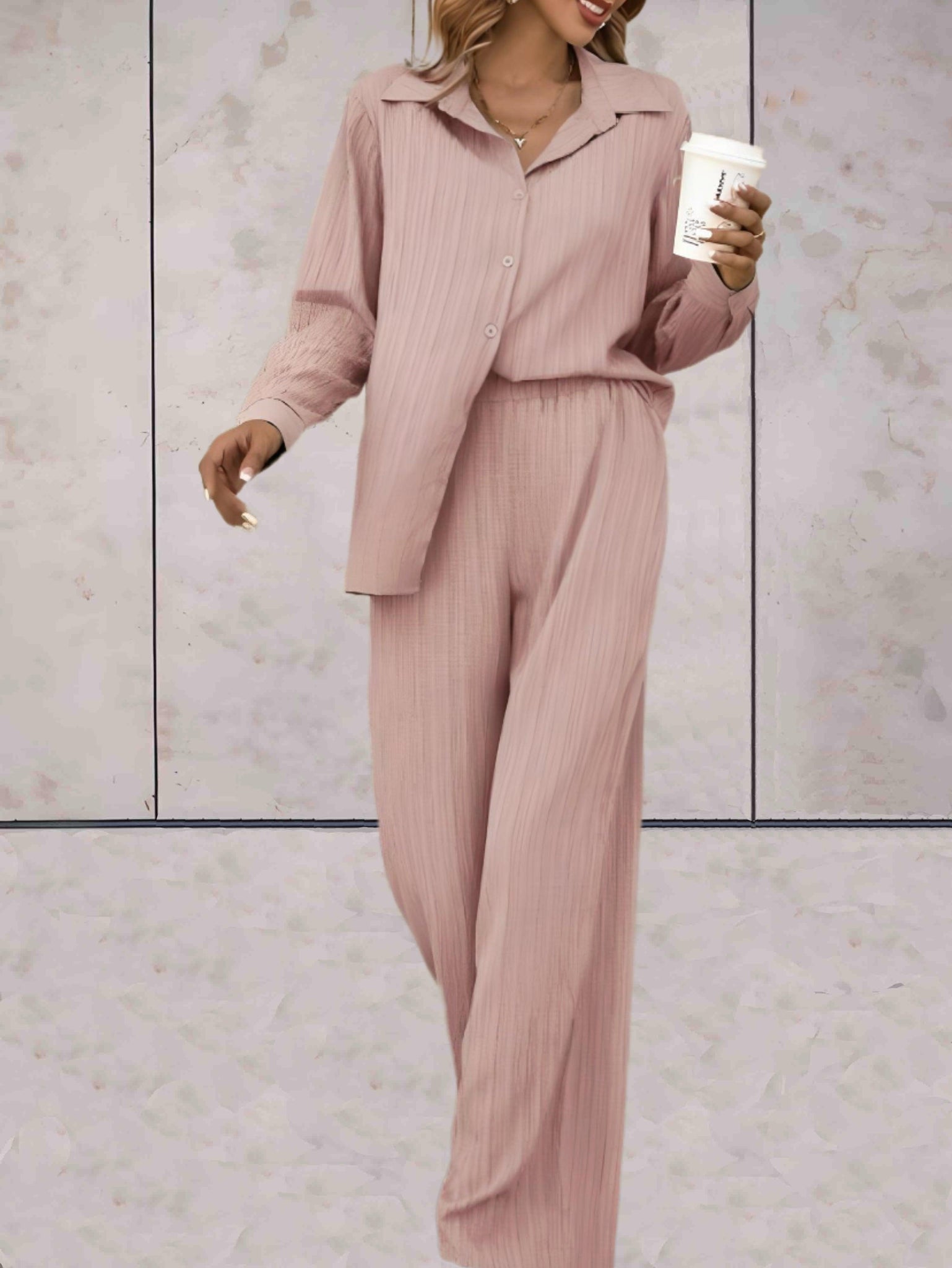 Oversized 2-Delige Comfortabele Wijde Set Met Hoge taille Voor Dames - Sylvia