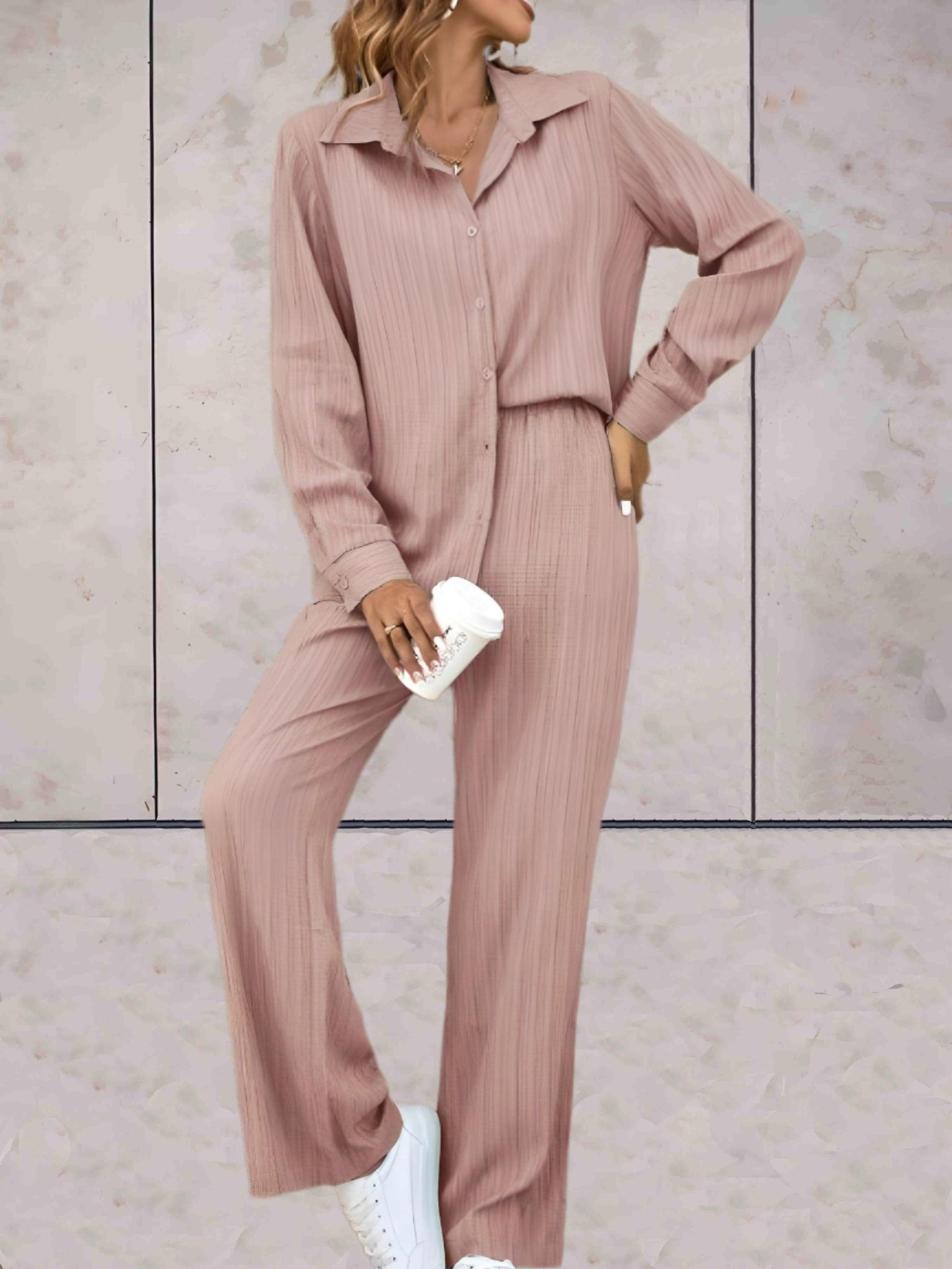 Oversized 2-Delige Comfortabele Wijde Set Met Hoge taille Voor Dames - Sylvia