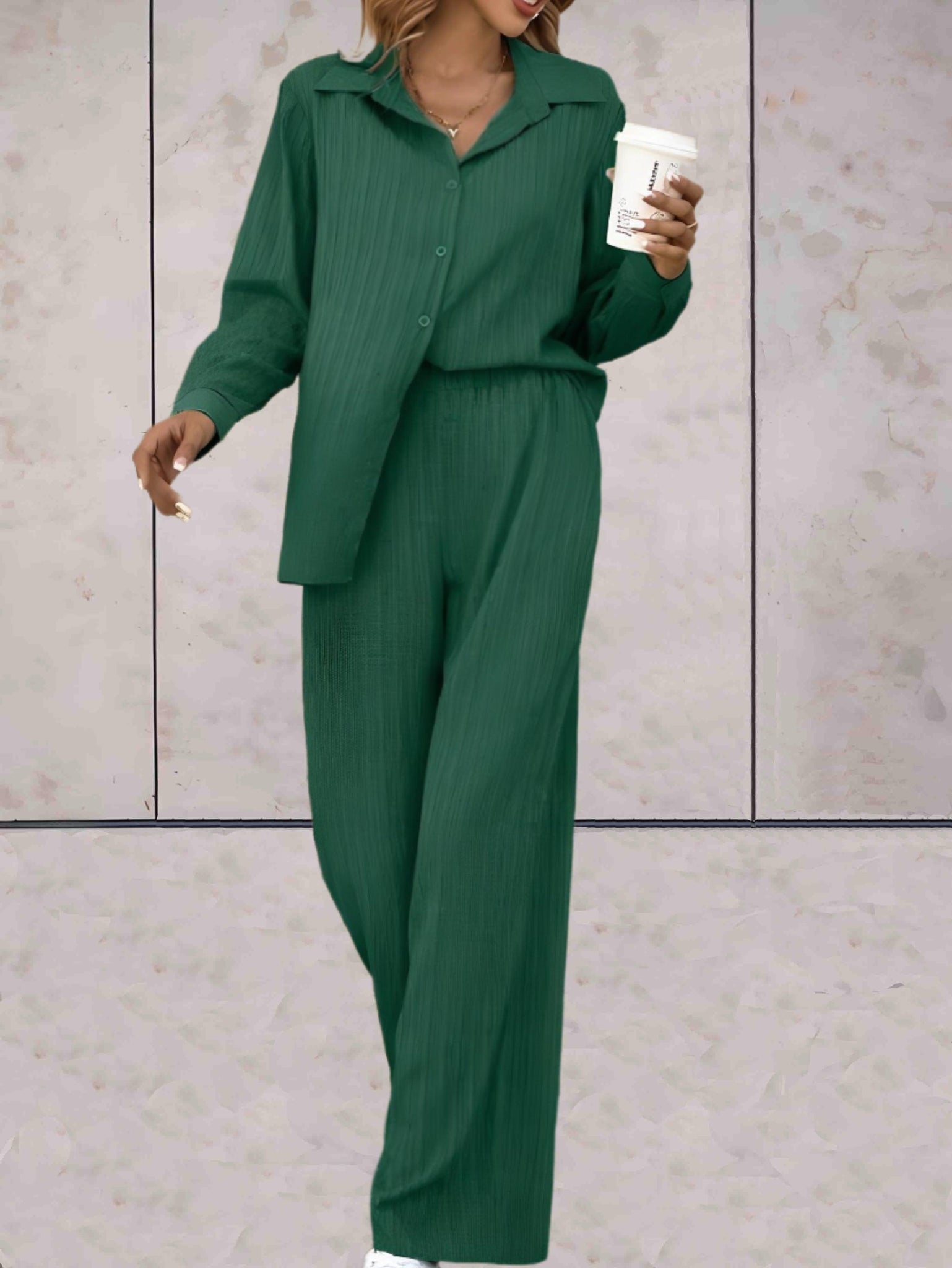 Oversized 2-Delige Comfortabele Wijde Set Met Hoge taille Voor Dames - Sylvia