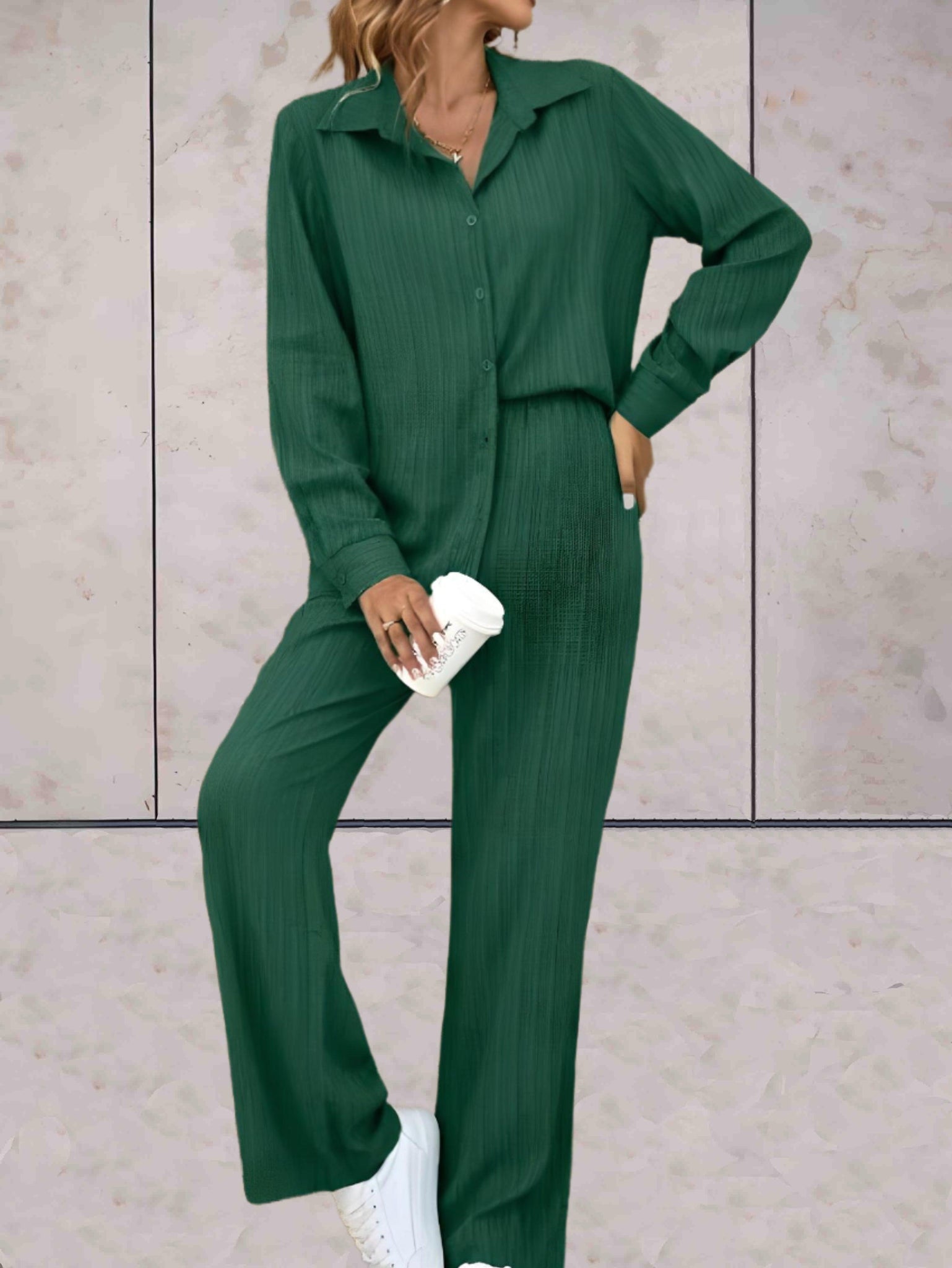 Oversized 2-Delige Comfortabele Wijde Set Met Hoge taille Voor Dames - Sylvia