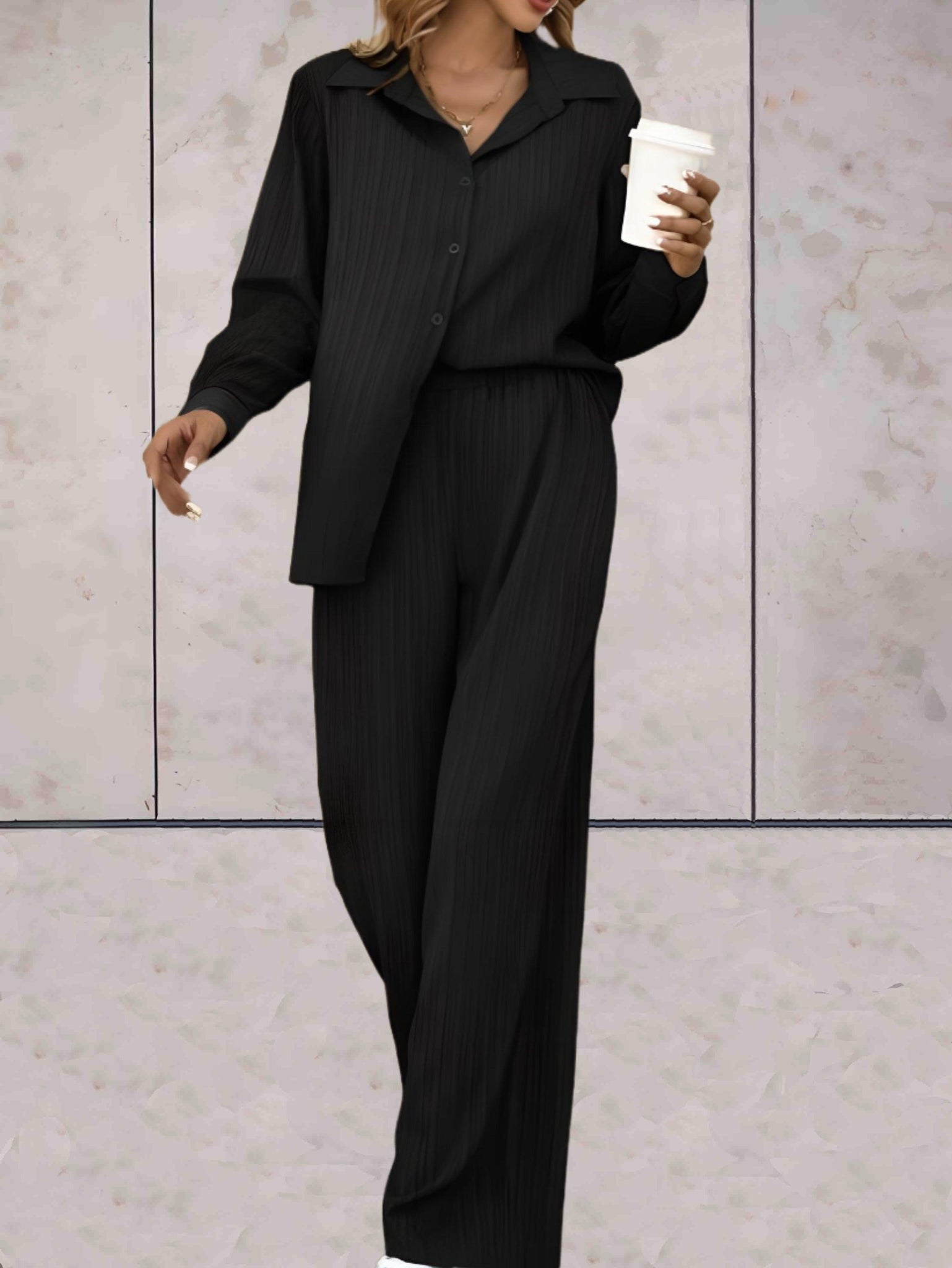 Oversized 2-Delige Comfortabele Wijde Set Met Hoge taille Voor Dames - Sylvia