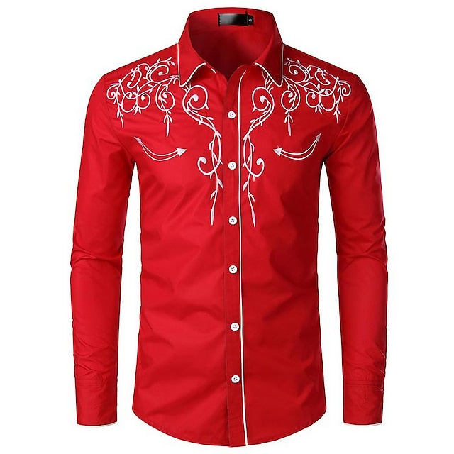Waylon Western Cowboy Shirt – Lange Mouwen, Kraag, Bloemenprint