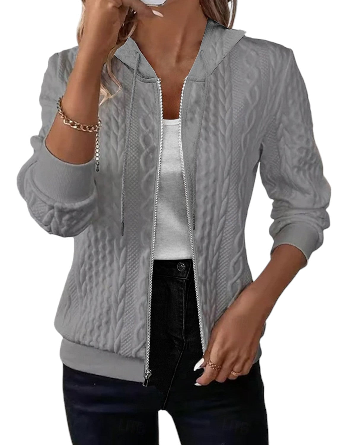 Gebreid Vest Met Capuchon Voor Dames