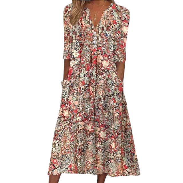 Zomerse Bloemenjurk Met V-hals Dames