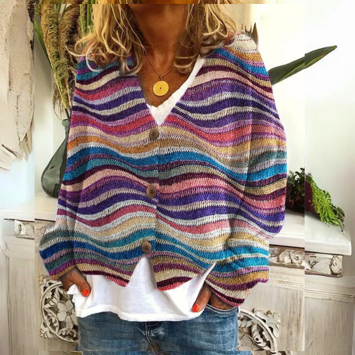 Bloemengebreid Vest Met Knoopsluiting | Winter