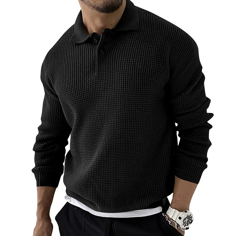 Knitted Polo Met Lange Mouwen Voor Heren
