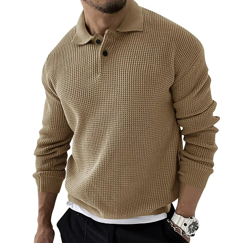 Knitted Polo Met Lange Mouwen Voor Heren