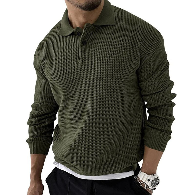 Knitted Polo Met Lange Mouwen Voor Heren