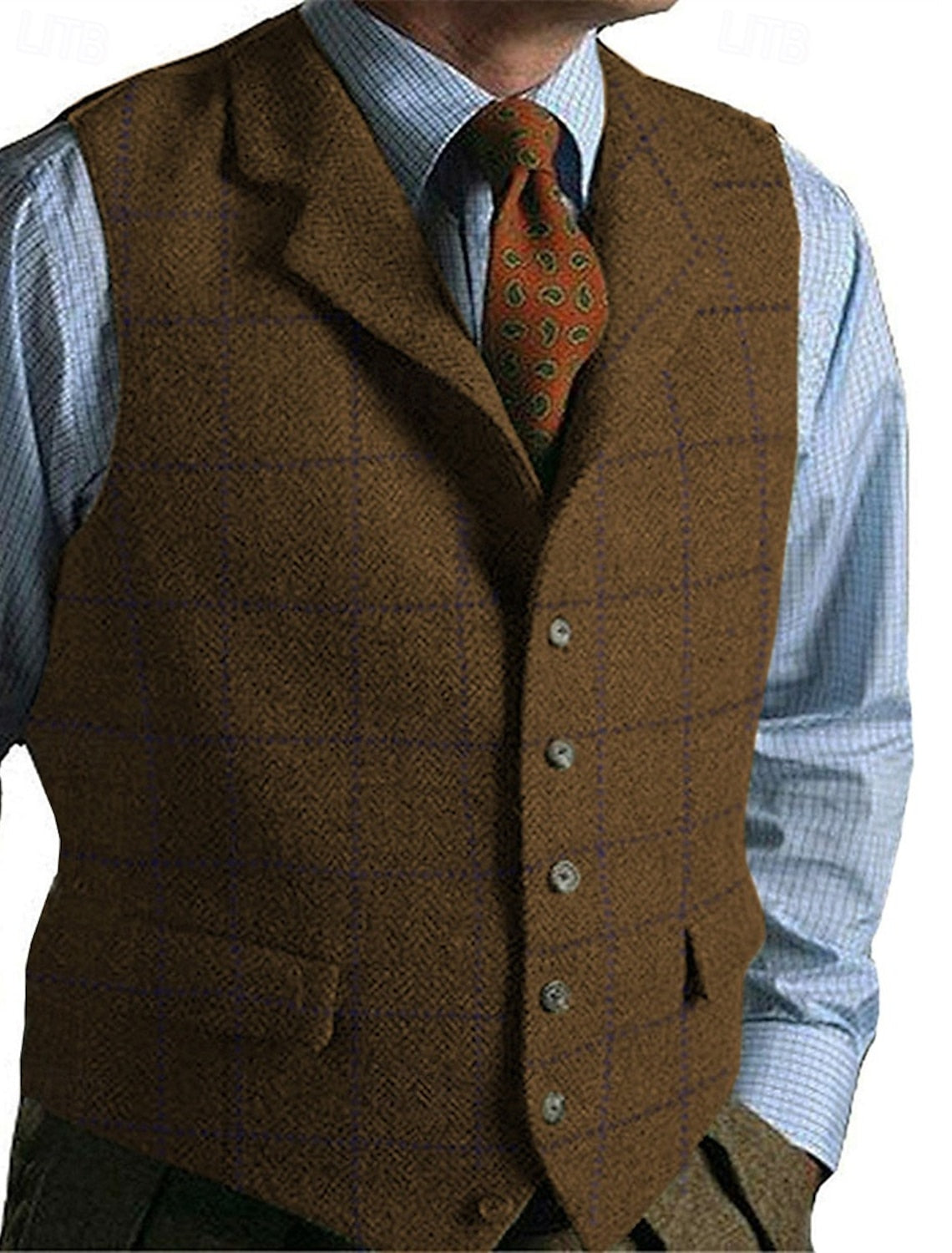 Gilet Geruit Regular Fit Heren