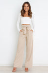 Soepele Linnen Dames Broek Met Hoge Taille