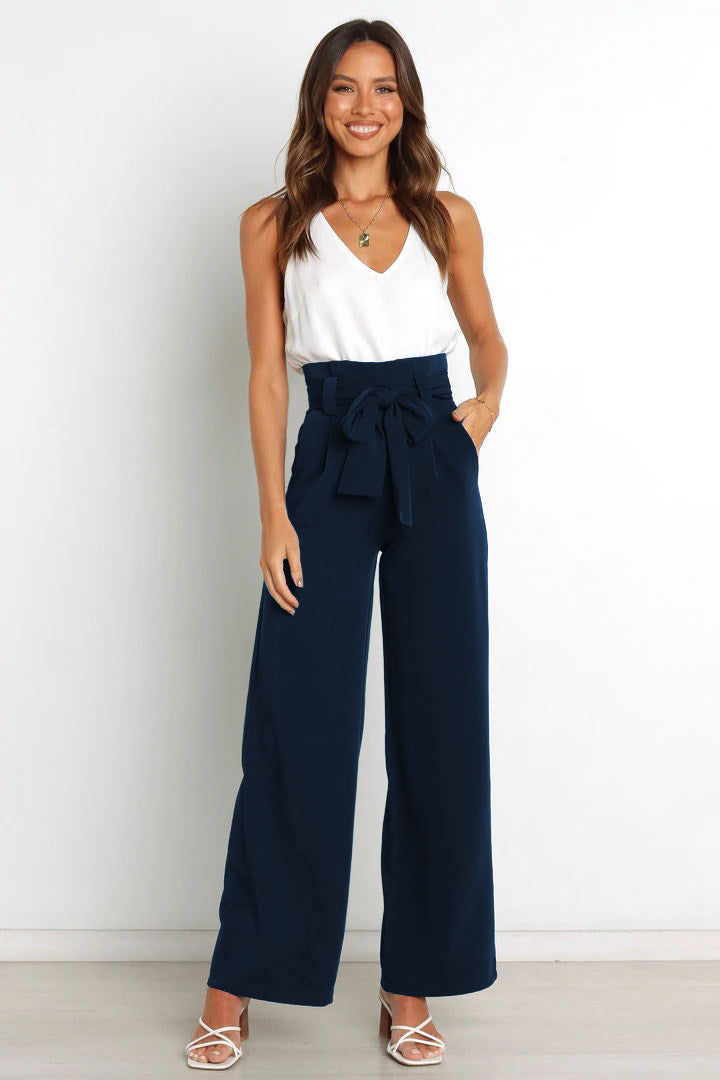Soepele Linnen Dames Broek Met Hoge Taille