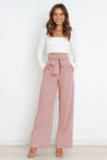 Soepele Linnen Dames Broek Met Hoge Taille