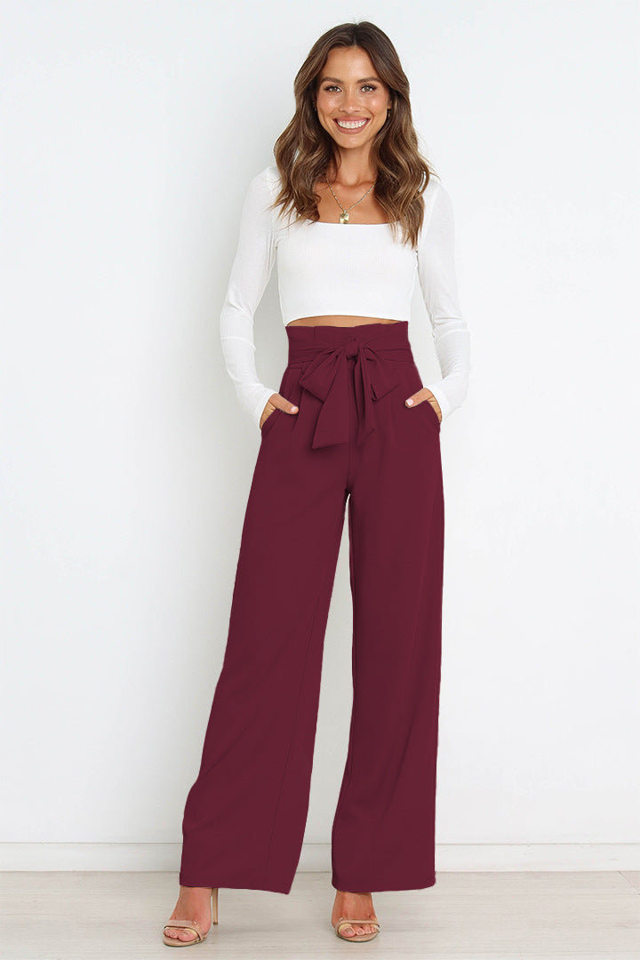 Soepele Linnen Dames Broek Met Hoge Taille