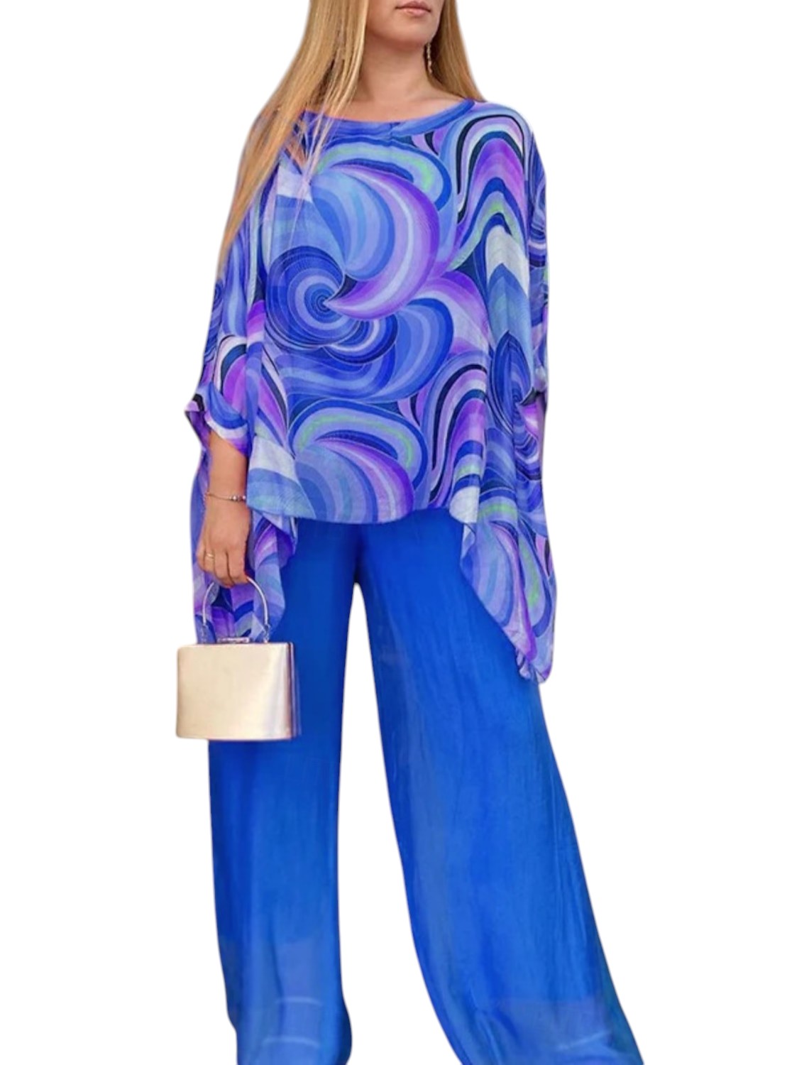 Elegante 2-Delige Set Top Met Lange Mouwen en Bijpassende Broek