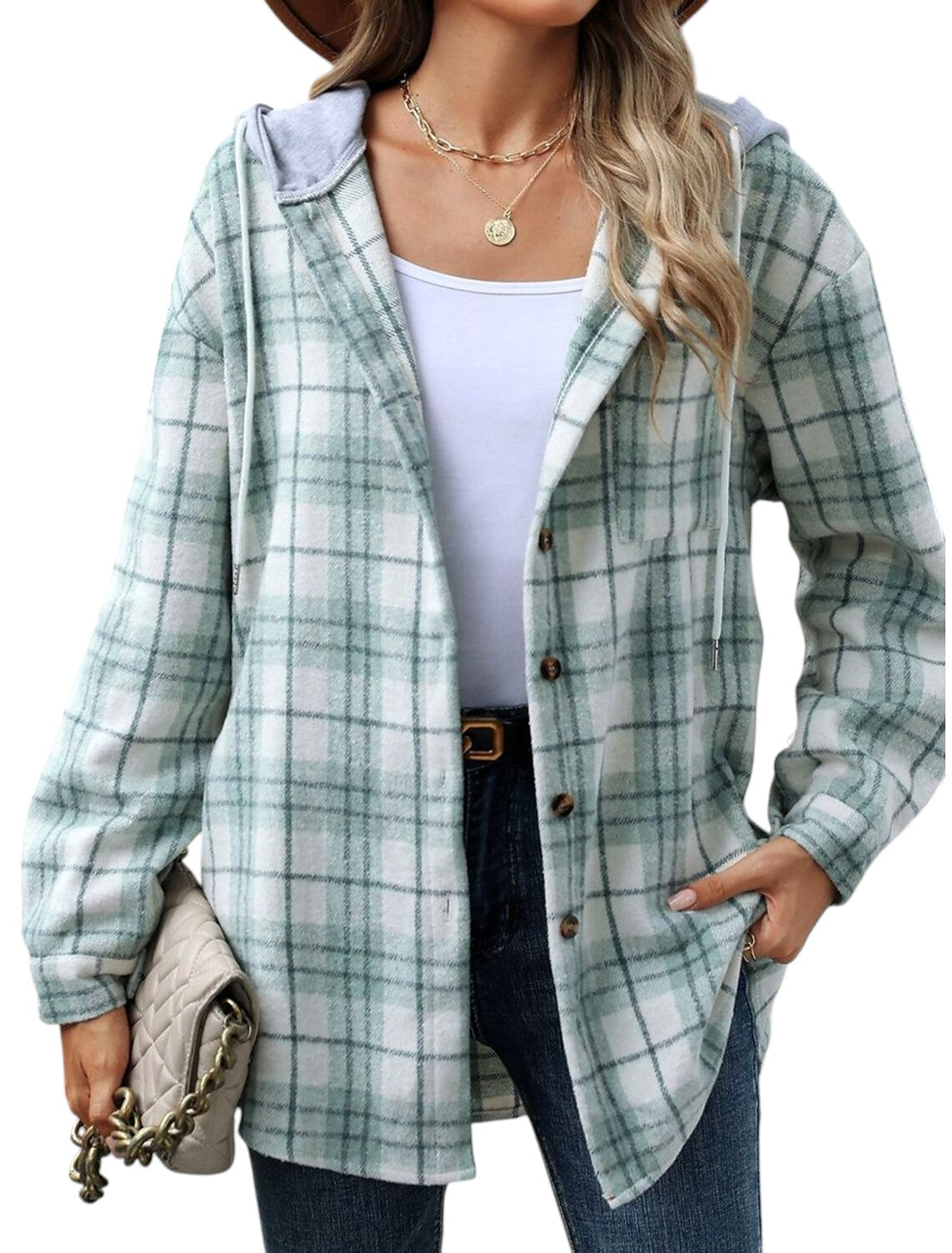 Casual Geblokt Vest Met Capuchon Dames