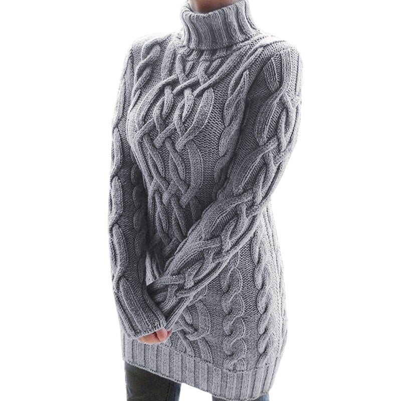 Oversized Kabelgebreide Trui Jurk | Lange Mouwen